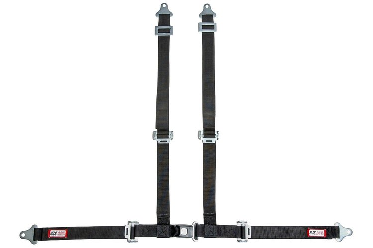 NON-SFI B&T HARNESS 2 PULL DOWN Lap Belt BOLT 2 S.H. INDIVIDUAL FLOOR Mount WRAP/BOLT BLACK