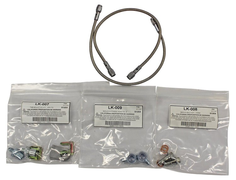 AU-0016MGM Complete 16 in. Braided Brake Line Kit for Metric GM Calipers (Fittings and Lines)