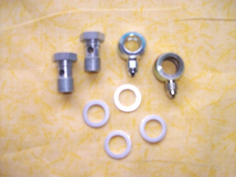 AU-2300 Brake Fitting Banjo Bolts (Pair) 12mm X 1.0 & Crush Washers