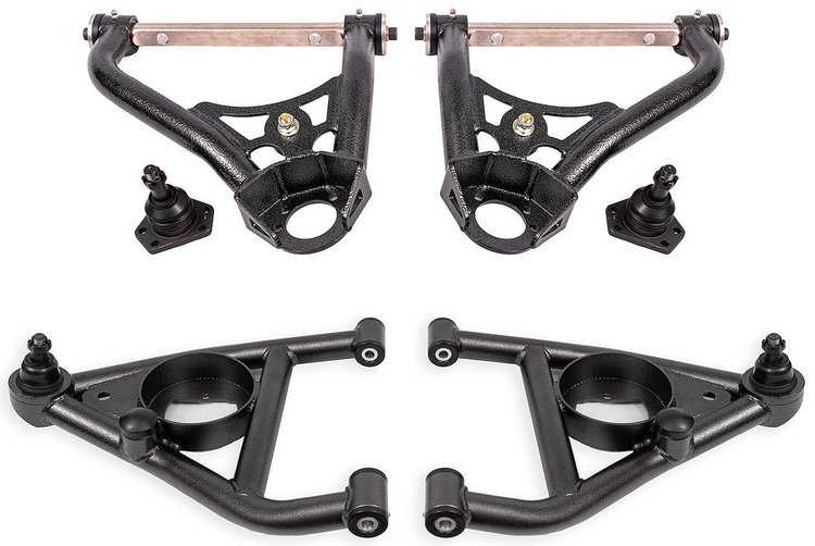 AAK311H Front Upper & Lower A-Arms for 1967-1969 GM F-Body, 1968-1974 GM X-Body w/Forward Bump Stops [Black Hammertone]