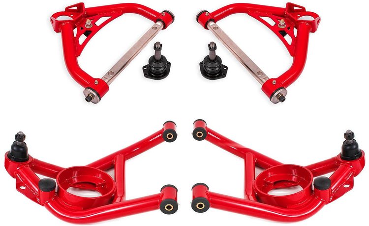 AAK322R Front Upper & Lower A-Arms for 1970-1981 GM F-Body, 1975-1979 GM X-Body [Red Powder Coat]