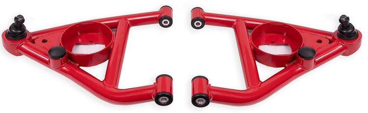 AAL311R Front Lower A-Arms for 1967-1969 GM F-Body, 1968-1974 GM X-Body w/Forward Bump Stops [Red Powder Coat]
