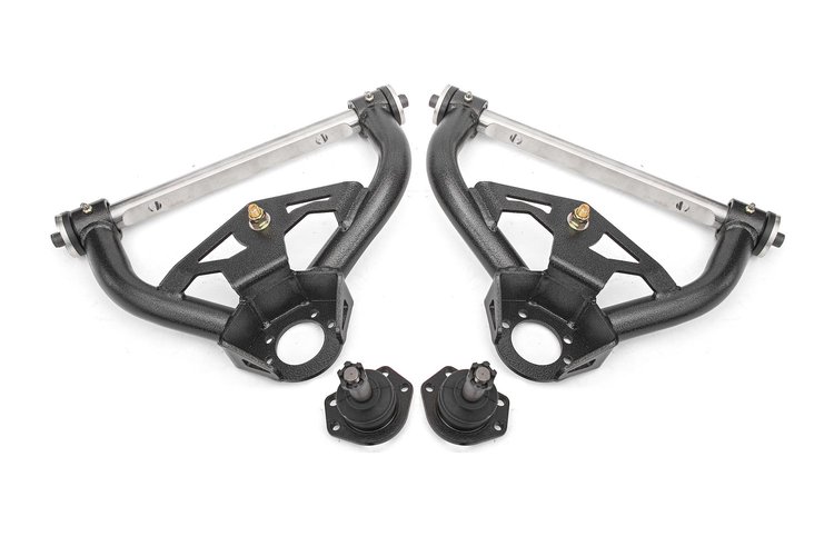 AAU462H Upper Control Arms w/Delrin Bushing & 1/2 in. Taller Ball Joints for Select 1978-1987 GM Cars (Black Hammertone)
