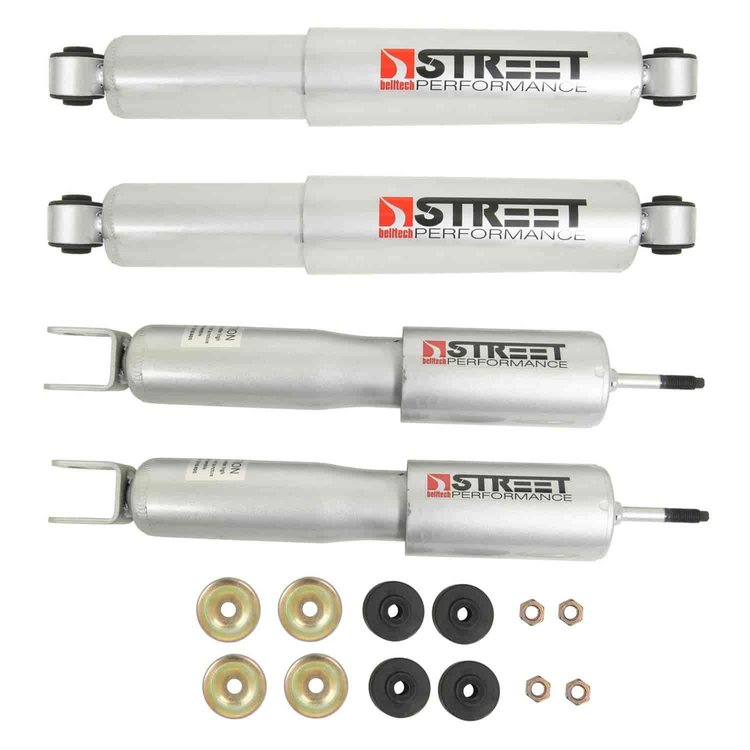 Street Performance Shock Set includes (2) 146-10102I Front Shocks and (2) 146-2212DD Rear Shocks