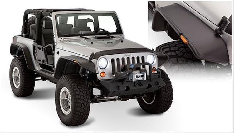 Flat-Style Fender Flares 2007-2015 Wrangler JK 2-Door Tire Coverage 9.5"