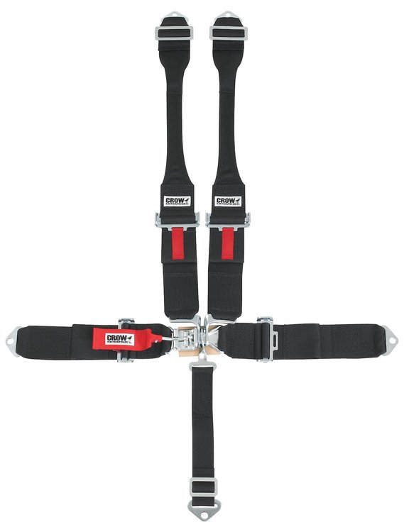 11004B-DB Latch and Link Harness [5-Point, 3 in Belts, 50 in Length, Pull-Down, Dog Bone, Black Hardware, Bolt-In, Black]