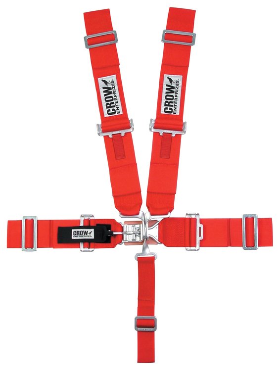 11012B Latch and Link Harness [5-Point, 3 in Belts, 50 in Length, Pull-Down, Black Hardware, Wrap-Around, Red]