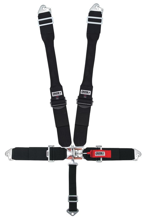 11044PS Latch and Link Harness [5-Point, 3 in Belts, 50 in Length, Pull-Down, Pads, Springs, Bolt-In, Clip-In, Black]