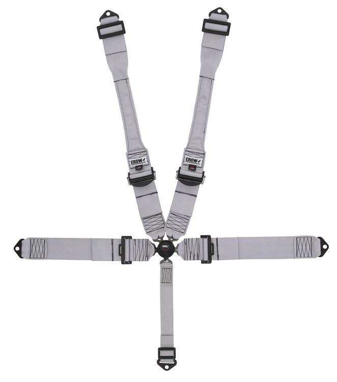 11106PRB Kamlock Harness [5-Point, 3 in Belts, 50 in Length, Pull-Down, Dog Bone, Aluminum Adjusters, Black Hardware, Gray]