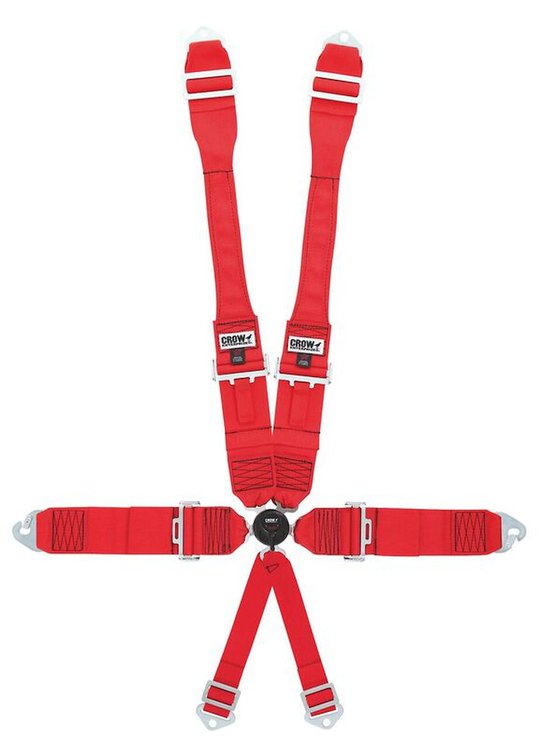 11142DB-Q Racing Harness [6-Point, 3 in., Cam-Lock, Pull-Down, Red, Clip-In]