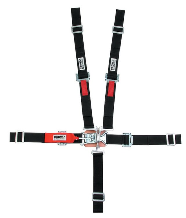 11184B Latch and Link Harness [5-Point, 2 in Belts, Pull-Down, Quarter Midget/Junior Dragster, Black Hardware, Bolt-In]