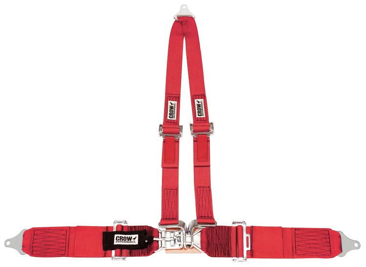 11192 Latch and Link Harness [4-Point, 3 x 2 in Belts, Sand Car, V-Harness, Bolt-In, Red]