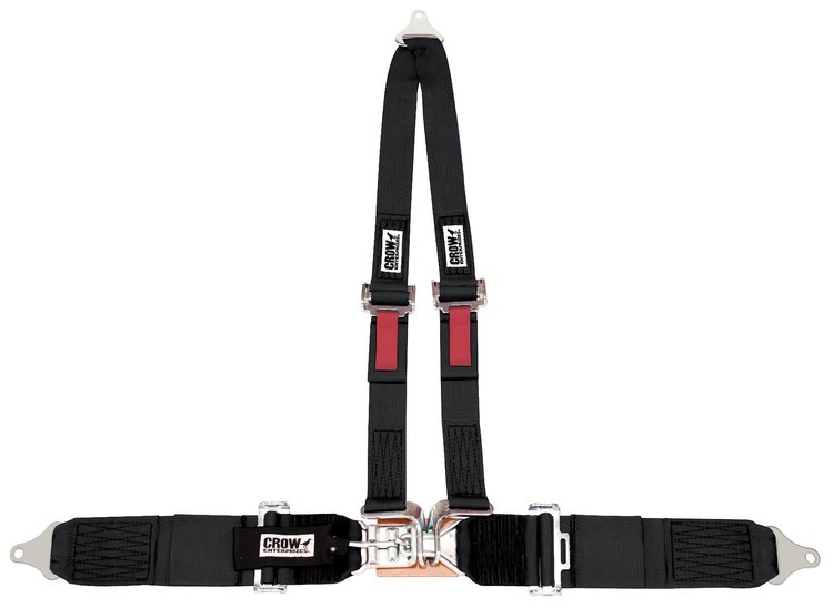 11194 Latch and Link Harness [4-Point, 3 x 2 in Belts, Sand Car, V-Harness, Bolt-In, Black]