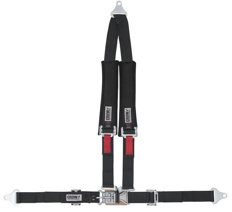 20094P Latch and Link Harness [4-Point, 2 x 2 in Belts, Sand Car, V-Harness, Pads, Bolt-In, Black]