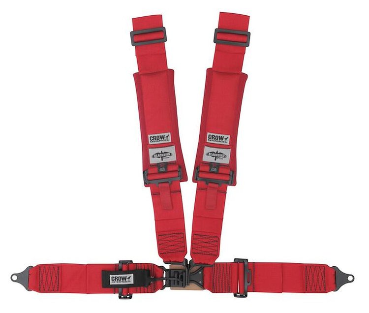 20132BP Latch and Link Harness [4-Point, 3 x 3 in Belts, Sand Car, Pads, Black Hardware, Bolt-In, Wrap-Around, Red]