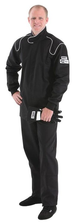 23014 FR Cotton Single-Layer Adult Suit [Medium, Black, Legacy Style, SFI 3.2A/1]