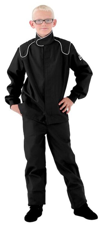 23074 FR Cotton Single-Layer Junior Suit [Medium 10-12, Medium, Black, Legacy Style, SFI 3.2A/1]