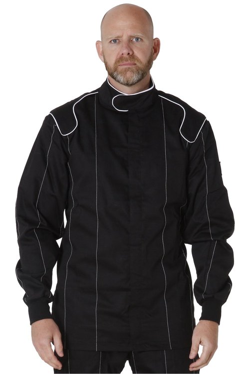 25024L FR Cotton Single-Layer Adult Jacket [Large, Black, Legacy Style, SFI 3.2A/1]