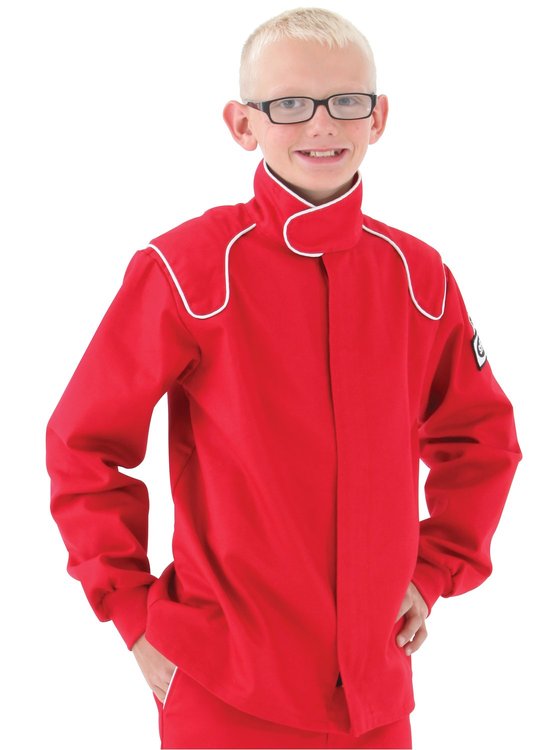 25122L FR Cotton Single-Layer Junior Jacket [Medium 10-12, Medium, Red, Legacy Style, SFI 3.2A/1]