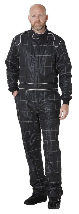 27024L RAVEN Lightweight Quilted Double-Layer Nomex Adult Suit [Large, Black, Knit Interior, SFI 3.2A/5]