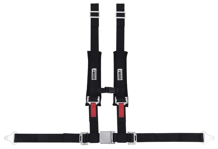 30154 Harness [4-Point, 2 x 2 in Belts, 50 in Length, Pads, Sewn onto Lap Belt, Bolt-In, Wrap-Around, Black]