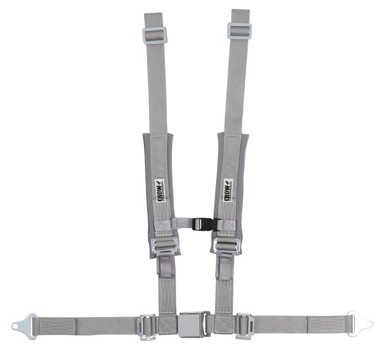 30156 Harness [4-Point, 2 x 2 in Belts, 50 in Length, Pads, Sewn onto Lap Belt, Bolt-In, Wrap-Around, Gray]