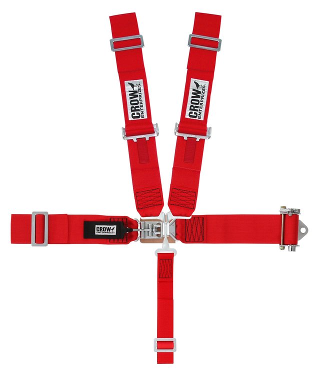 40052 Latch and Link Harness [5-Point, 3 in Belts, Sprint Car, Ratchet, Right Side, Stationary Side, Wrap-Around, Red]