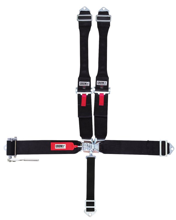 40074LR Latch and Link Harness [5-Point, 3 in Belts, Dog Bone, Ratchet, Right Side, Stationary Side, Bolt-In, Black]