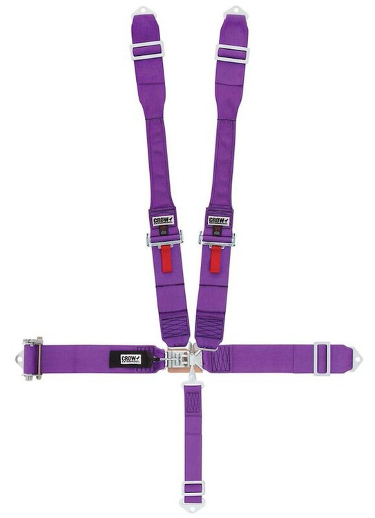 40075 Latch and Link Harness [5-Point, 3 in Belts, Dog Bone, Ratchet, Left Side, Stationary Side, Bolt-In, Purple]