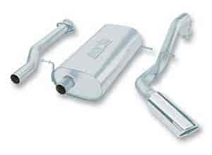 Cat-Back System; Incl. Connecting Pipes/Mufflers/Tips/Mounting Hardware/4 in. Round; 12 in. Long; Si