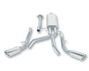 Cat-Back System; Incl. Connecting Pipes/Mufflers/Tips/Mounting Hardware/4 in. Round; 12 in. Long; Si
