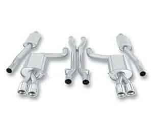 Cat-Back System; Incl. Connecting Pipes/Mufflers/Tips/Mounting Hardware/3.19 in. Round; 6 in. Long;