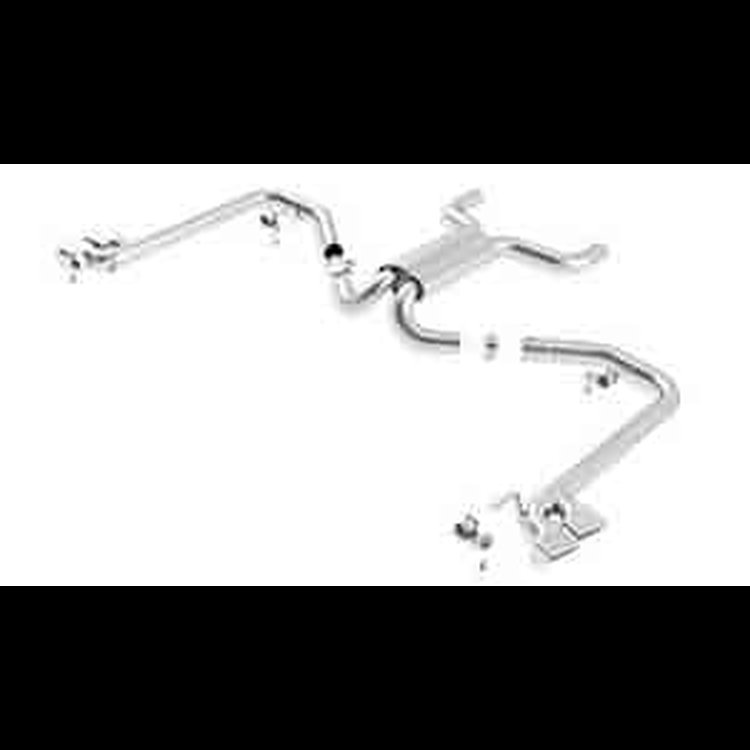 Cat-Back System; Incl. Connecting Pipes/Mufflers/Hardware; Rectangle 4 in. x 2.5 in. x 4.3 in. Long;