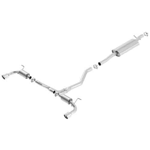 Cat-Back Exhaust System 2014-13 Land Rover Evoque 2.0L Turbo Split-Rear Exit Single Roun, Rolled Angle Cut Tips