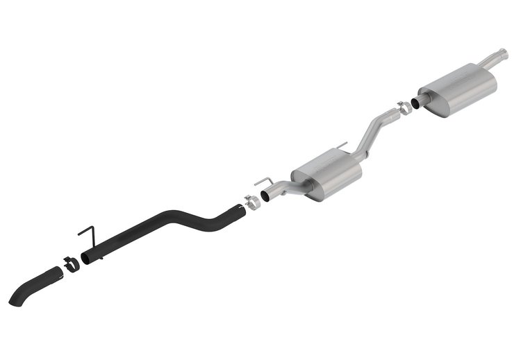 Cat-Back Exhaust System Jeep Gladiator JT 3.6L V6 4WD Crew Cab - "Touring" Muffler - Black Turndown Tip