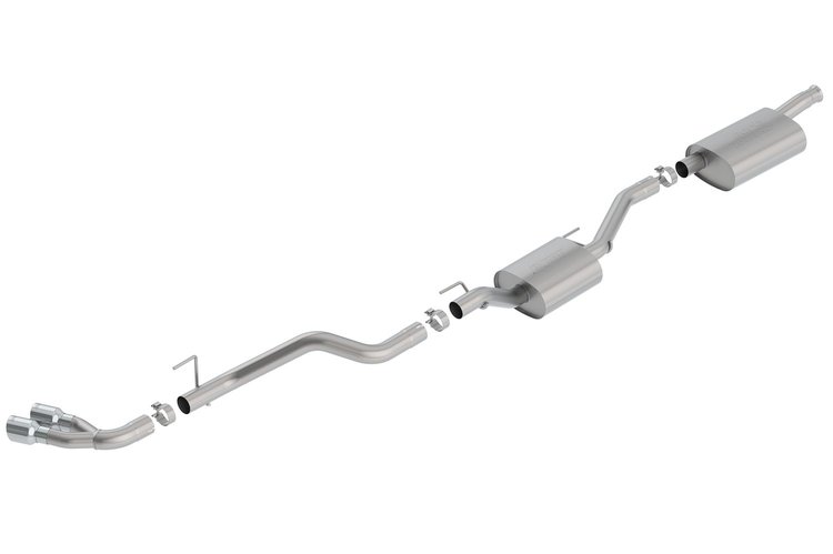 Cat-Back Exhaust System Jeep Gladiator JT 3.6L V6 4WD Crew Cab - "Touring" Muffler - Dual Tip (Brushed Finish)