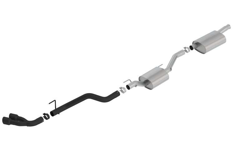 Cat-Back Exhaust System Jeep Gladiator JT 3.6L V6 4WD Crew Cab - "Touring" Muffler - Dual Tip (Black Finish)