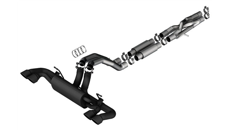140892CB Cat-Back 3 in. Exhaust System w/S-Type Muffler Fits Select Jeep Wrangler JLU Rubicon w/392 6.4L Hemi V8 Engine [Black]