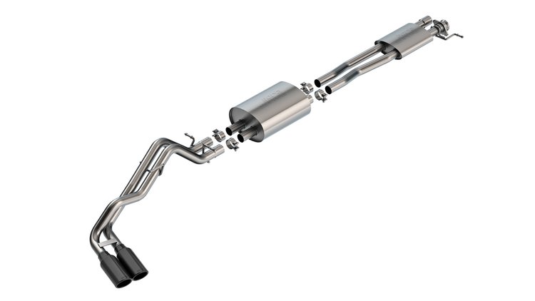 S-Type Cat-Back Exhaust System, 2.25 in., True Dual, Black Chrome Tips, Fits Select Ford Ranger