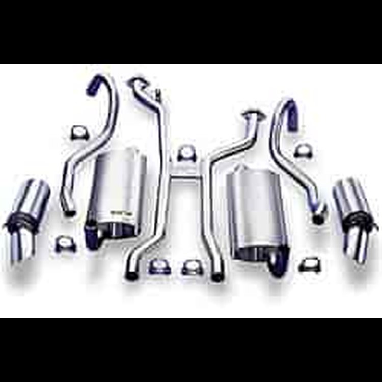 Cat-Back System Incl. Connecting Pipes/Mufflers/Tips/Mounting Hardware/3.19 in. Round