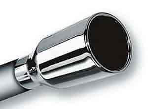 Universal Exhaust Tip Single Round 2 in Inlet 3.5 in. Round Outlet 4.25 in. Length Weld On Stainless Steel