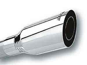 Universal Exhaust Tip; Single Round Angle Cut Phantom Embossed; 2.5 in. Inlet; 4 in. Round Outlet; 1