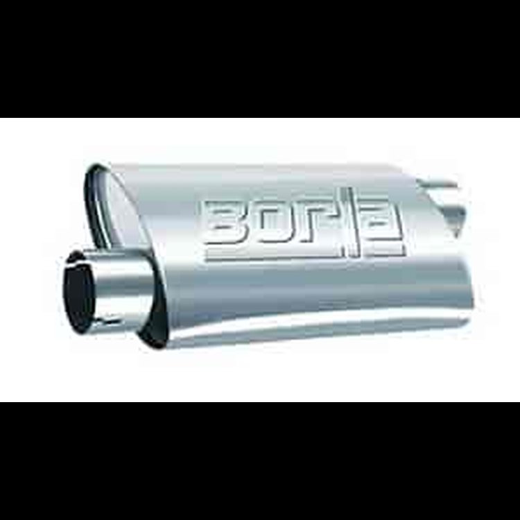 Universal Performance Mufflers; Turbo; Offset/Offset; Oval; 2.5 in. Inlet; 2.5 in. Outlet; 14 in. x