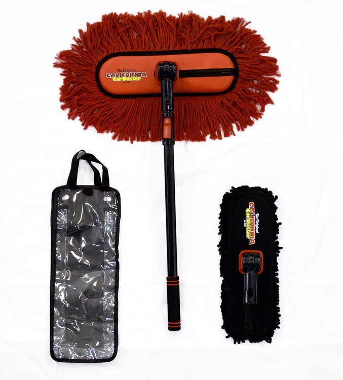 96632 Triple Threat Dust and Wash Car Duster Kit [Extendable Handle: 21-42 in., 360-Degree Swivel Mop Head]