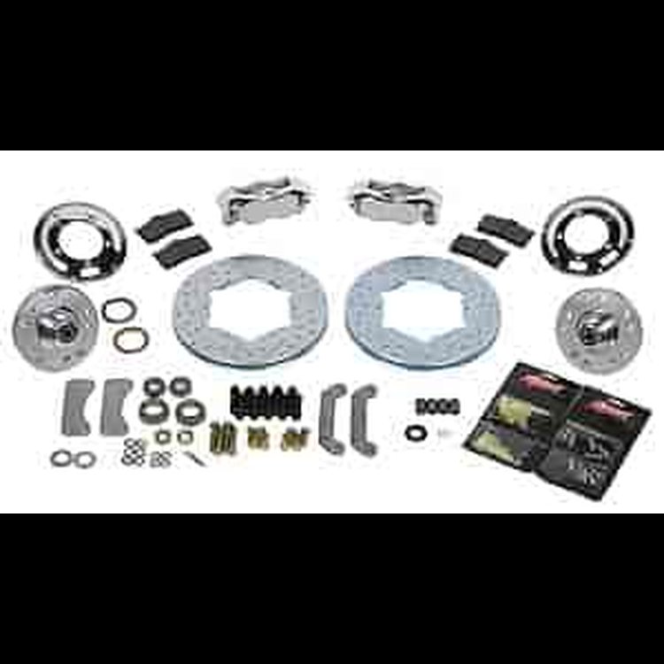 11 in. Wilwood Drilled Rotors W/ Polished Hubs 4 Piston Polished Calipers / Hardware for Heidt"s 2 in. Dropped Spindles