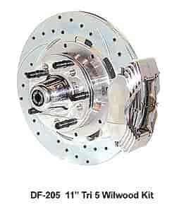 11 in. Wilwood Drilled Rotors 4 Piston Polished Calipers / Hardware for Heidt"s 2 in. Dropped Spindles