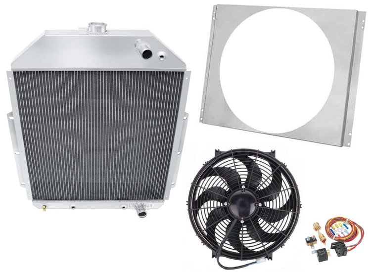 GM LS Conversion/Dual-Pass Radiator Kit for 1942-1947 Ford 1/2, 3/4, 1-Ton Pickup Truck, 1948-1952 Ford F1, F2, F3 Pickup Truck