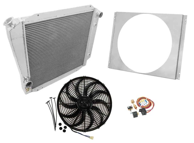 AE522 All-Aluminum Cross-Flow Radiator Kit for 1966-1977 Bronco w/Ford V8 Hose Configuration