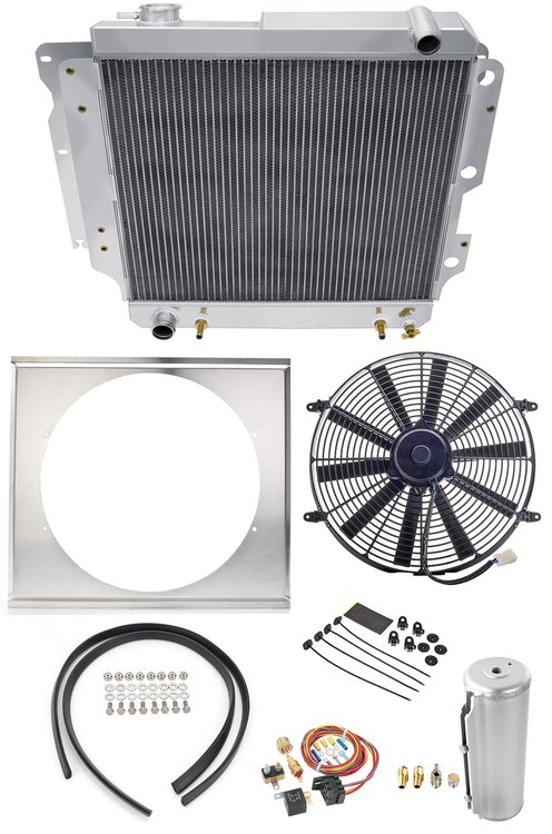 All-Aluminum Radiator, Fan and Shroud Kit, 1987-2006 Jeep Wrangler 2.4/2.5/4.0/4.2L
