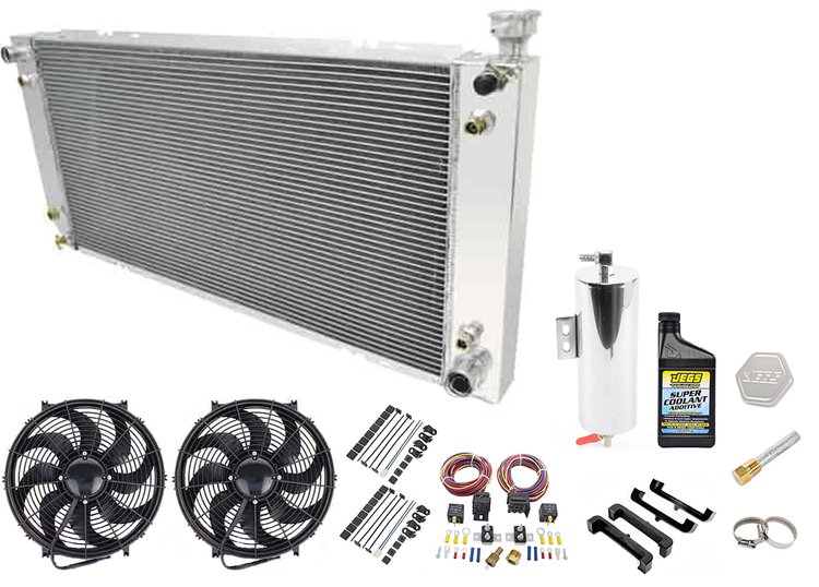 All-Aluminum Radiator System Kit 1994-1995 GM C/K Pickup Truck, 1995-2000 Chevy Tahoe [Black Electric Fans]